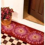 Pink Dahlia long door mat by Bonnie and Neil, featuring floral design, ideal for welcoming entryways.