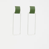 Elk Kvad green moss earrings featuring a modern geometric design, crafted with vibrant green moss accents and silver-tone findings.