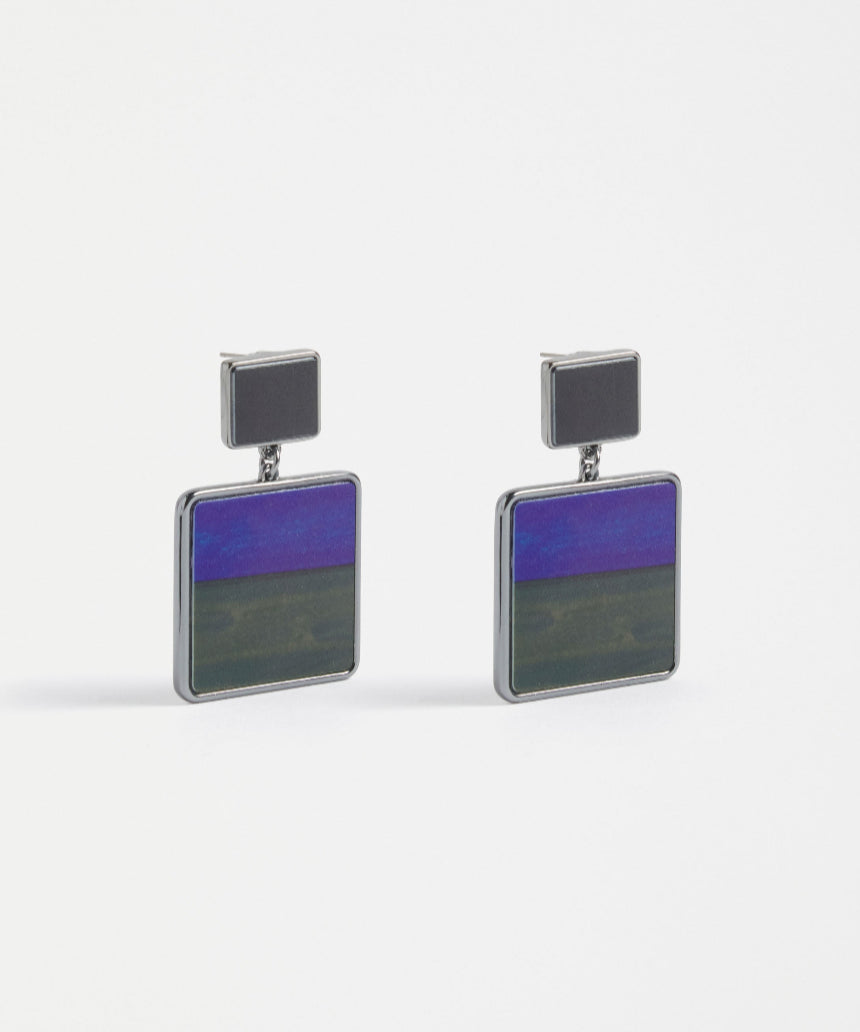 Elk Brikka Cobalt earrings featuring sleek, modern cobalt-blue earrings with a minimalist design on a white background.