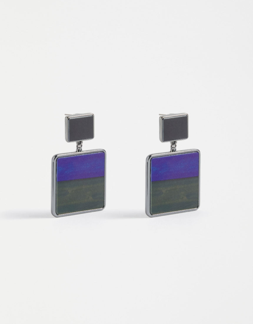 Elk Brikka Cobalt earrings featuring sleek, modern cobalt-blue earrings with a minimalist design on a white background.