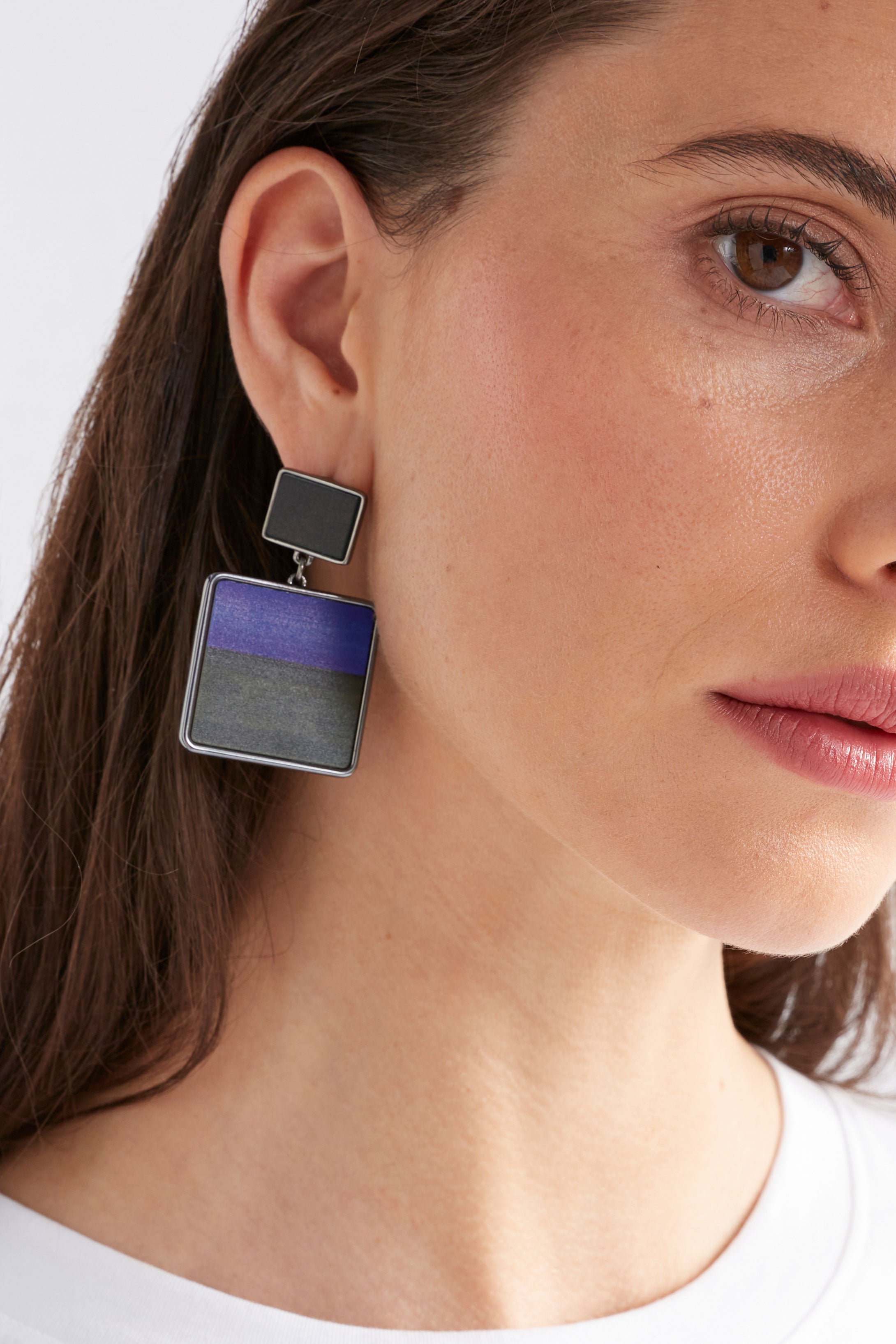 Elk Brikka cobalt earrings with sleek, modern design featuring smooth metal finish and minimalist style.