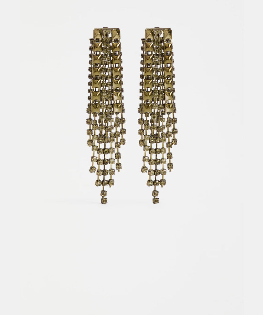 Elk Rutor olive-colored earrings with sleek design, featuring drop-style earrings made of lightweight metal.