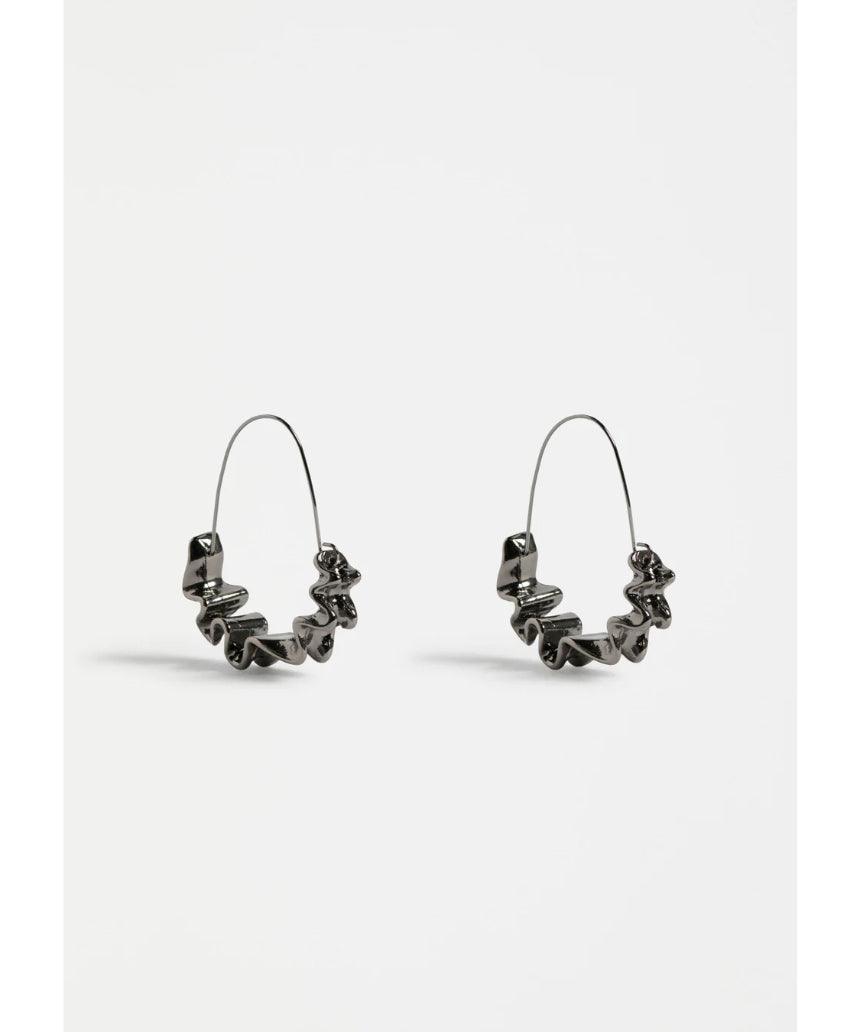 Gunmetal hoop earrings by Elk, the Andel style, featuring smooth circular design and polished finish.
