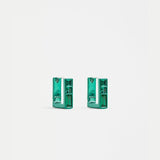 Elk Jilsa small hoop earring in forest green with a sleek, minimalist design, showcasing smooth metal and vibrant color.