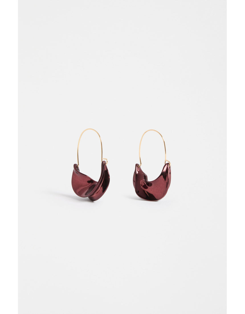 ELK The Label Siita hoop earring in espresso color, showcasing a stylish, rounded metal design on a white background.