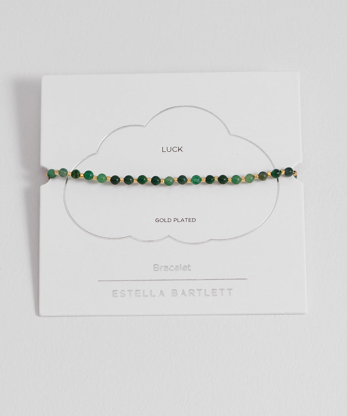 Estella Bartlett green quartz gemstone Amelia bracelet featuring a delicate silver chain and polished green quartz pendant.