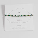 Estella Bartlett green quartz gemstone Amelia bracelet featuring a delicate silver chain and polished green quartz pendant.
