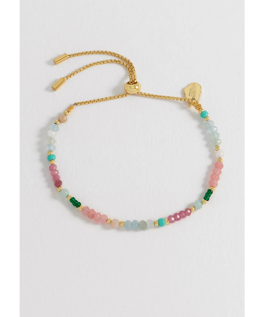 Estella Bartlett Mini Amelia gemstone bracelet featuring small colorful gemstones on a delicate silver chain.