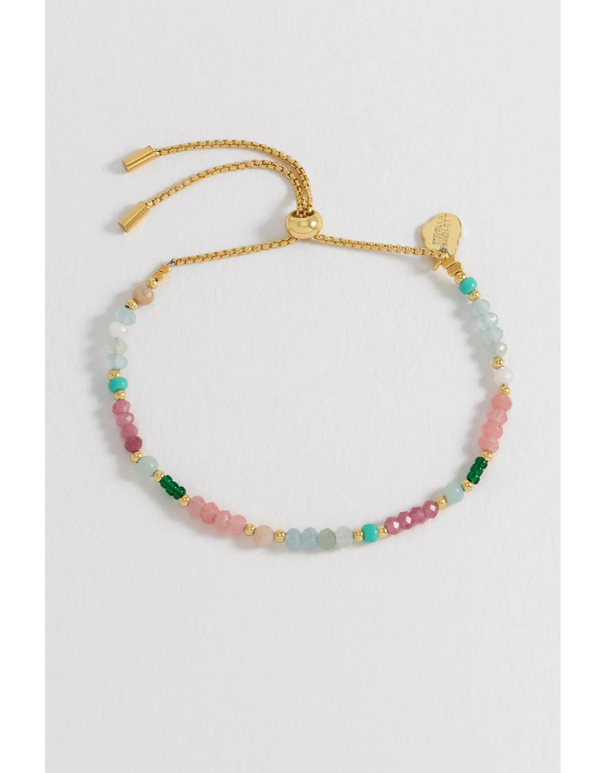 Estella Bartlett Mini Amelia gemstone bracelet featuring small colorful gemstones on a delicate silver chain.