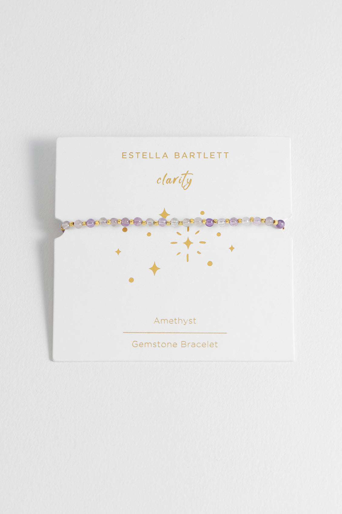 Estella Bartlett Amethyst Gemstone Amelia Bracelet featuring a delicate silver chain with a central purple amethyst gemstone.