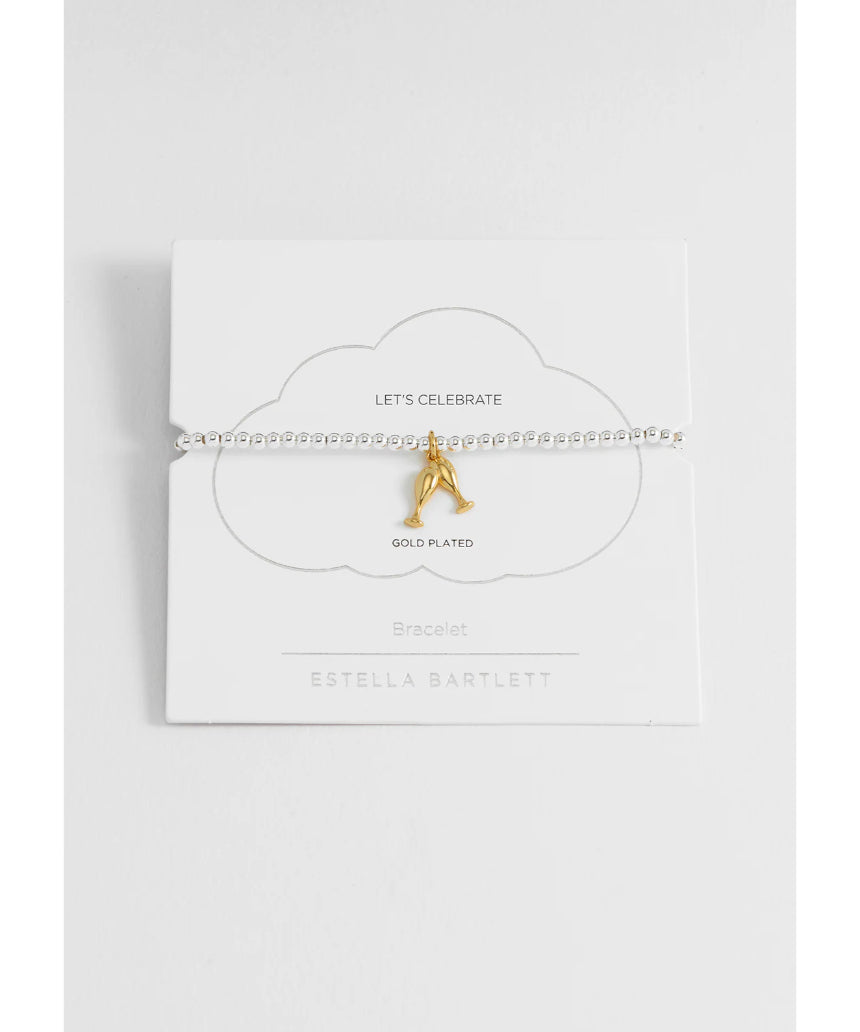 Estella Bartlett Champagne Sienna bracelet featuring a delicate chain and amber-colored gemstone accents.