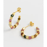 Gold hoop earrings by Estella Bartlett featuring coco and tourmaline gemstones, stylish and elegant jewelry accessory.