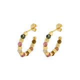 Gold hoop earrings by Estella Bartlett featuring coco and tourmaline accents, elegant and stylish jewelry accessory.
