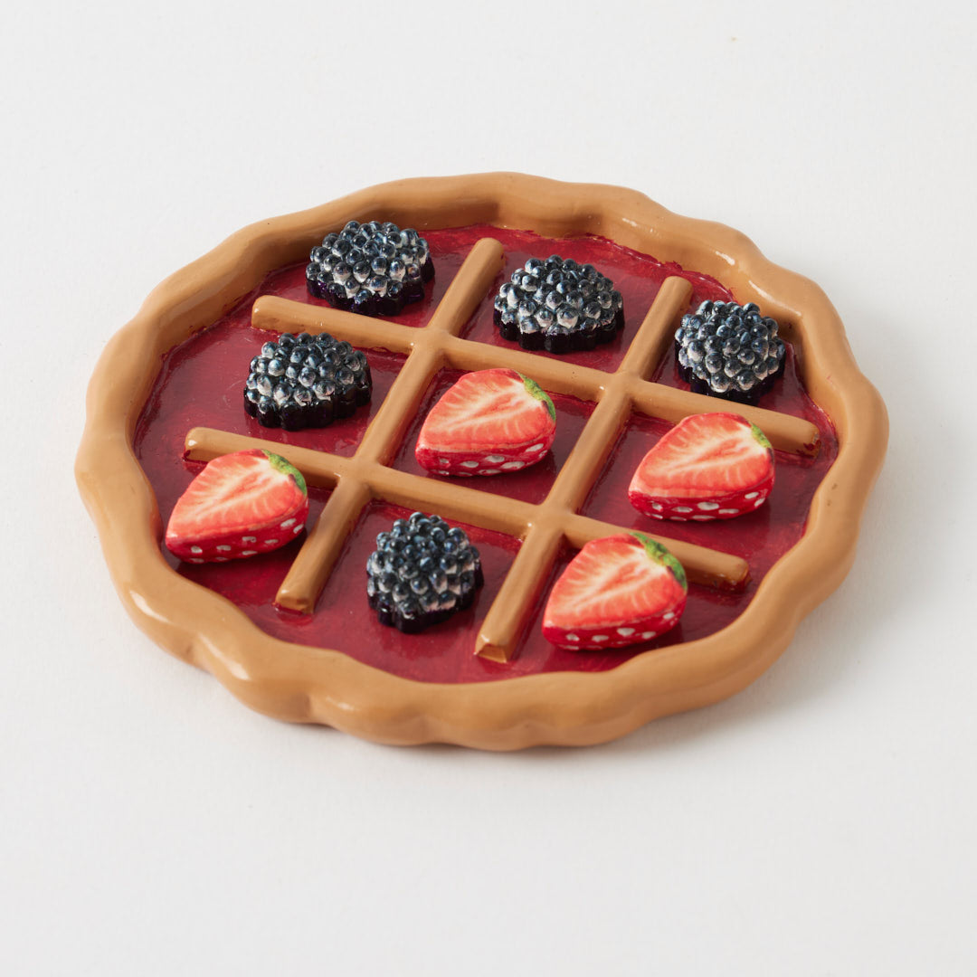 Decorative Pilbeam Living Strawberry & Blackberry Tart Noughts and Crosses game with colorful fruit-themed design for home decor or play.