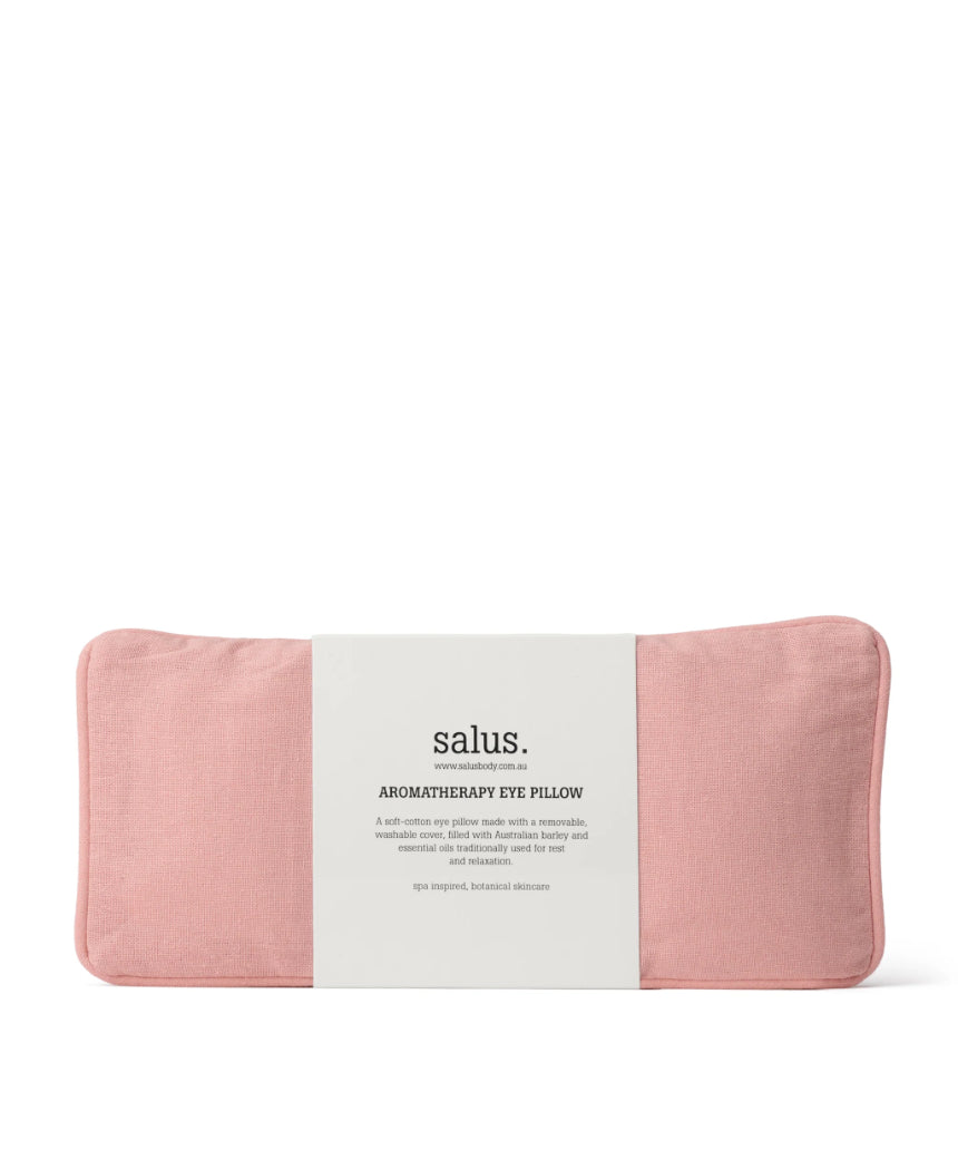 Salus Aromatherapy Eye Pillow in dusty rose fabric, soft and plush, designed for relaxation and soothing eye comfort.