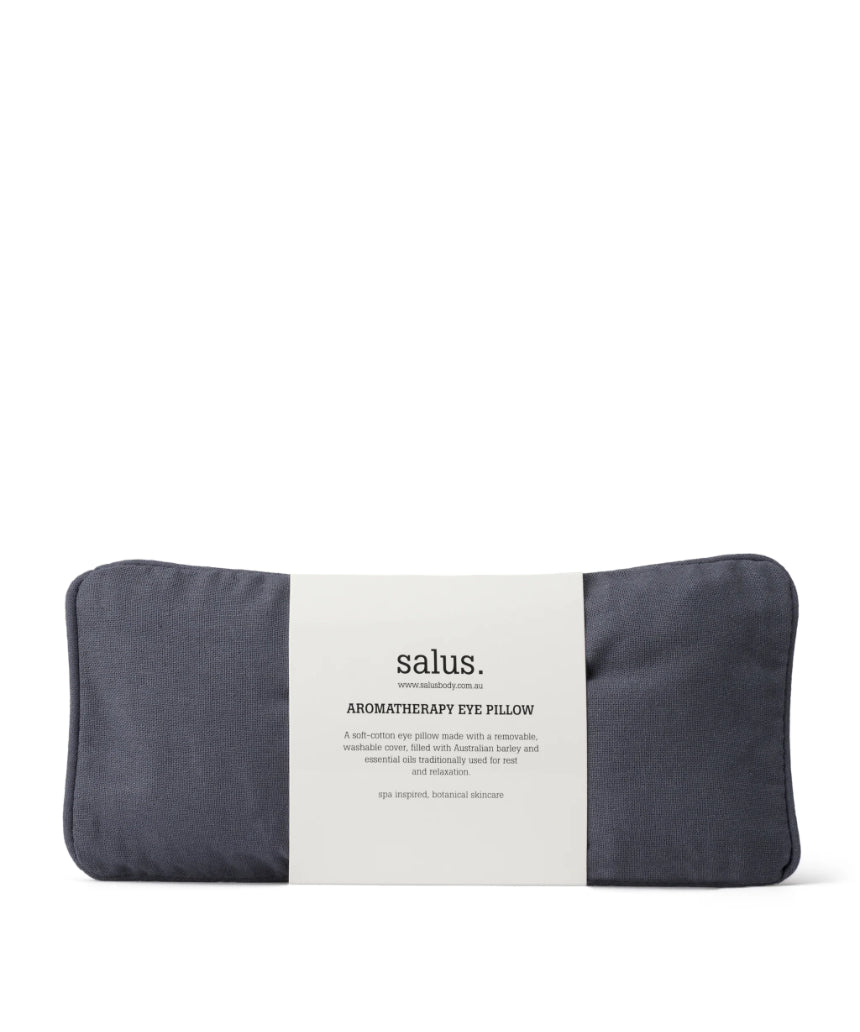 Salus Aromatherapy Eye Pillow in charcoal fabric with soft, plush material designed for relaxation and aromatherapy use.