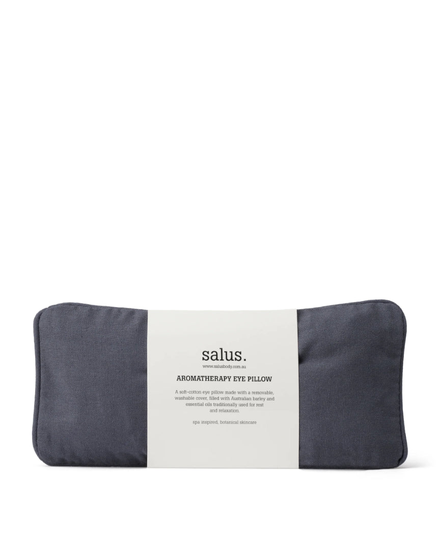 Salus Aromatherapy Eye Pillow in charcoal fabric with soft, plush material designed for relaxation and aromatherapy use.