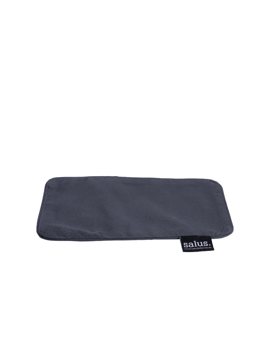 Salus aromatherapy eye pillow with charcoal grey cover, designed for relaxation and soothing eye comfort.