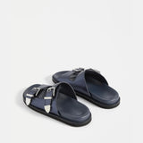 Elk Spenne Sandal Navy, stylish open-toe shoes with ankle straps, designed for casual wear and comfort.