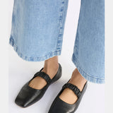 Black Elk Kuren flat shoes with sleek design and comfortable fit, featuring a smooth leather finish and stylish silhouette.