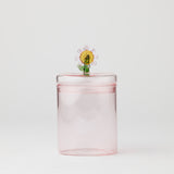 Pilbeam Living Bloomette Petite Pink Decorative Jar, small ceramic container with a floral design and glossy pink finish.