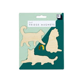 Colorful Suck UK fridge magnets featuring playful cat designs, perfect for decorating and organizing your kitchen space.