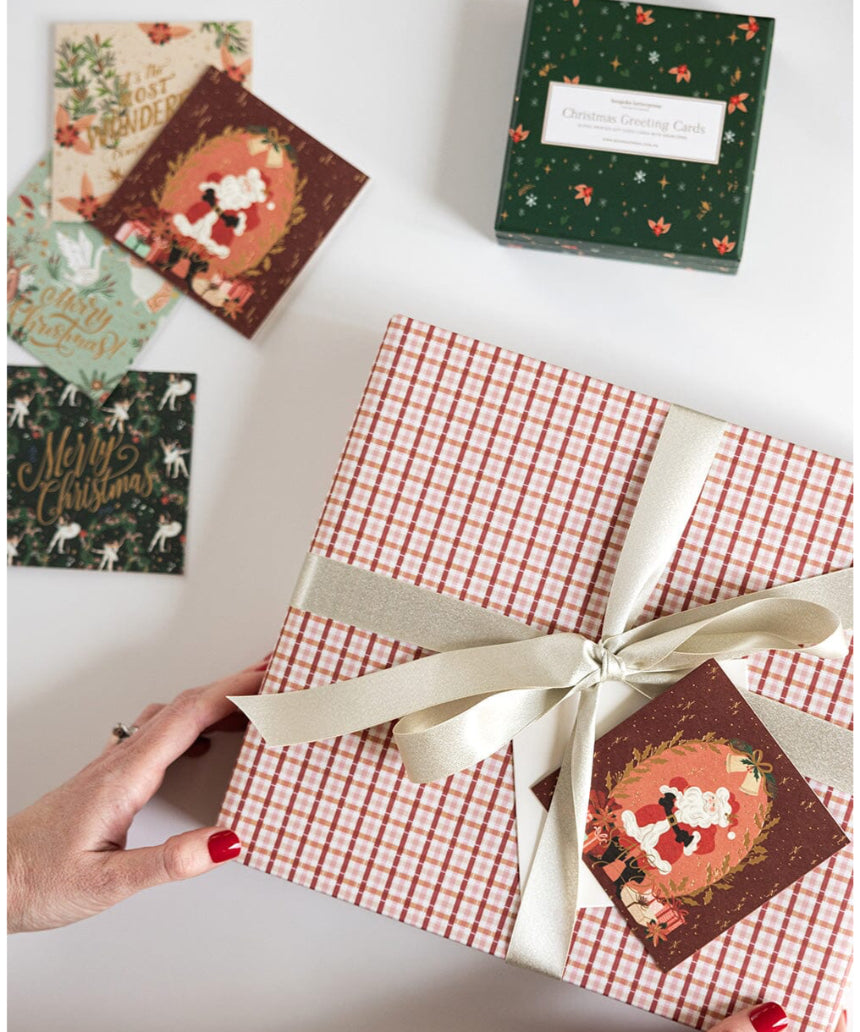 Bespoke Letterpress Christmas small card boxset featuring 12 festive greeting and note cards with enchanted holiday designs.