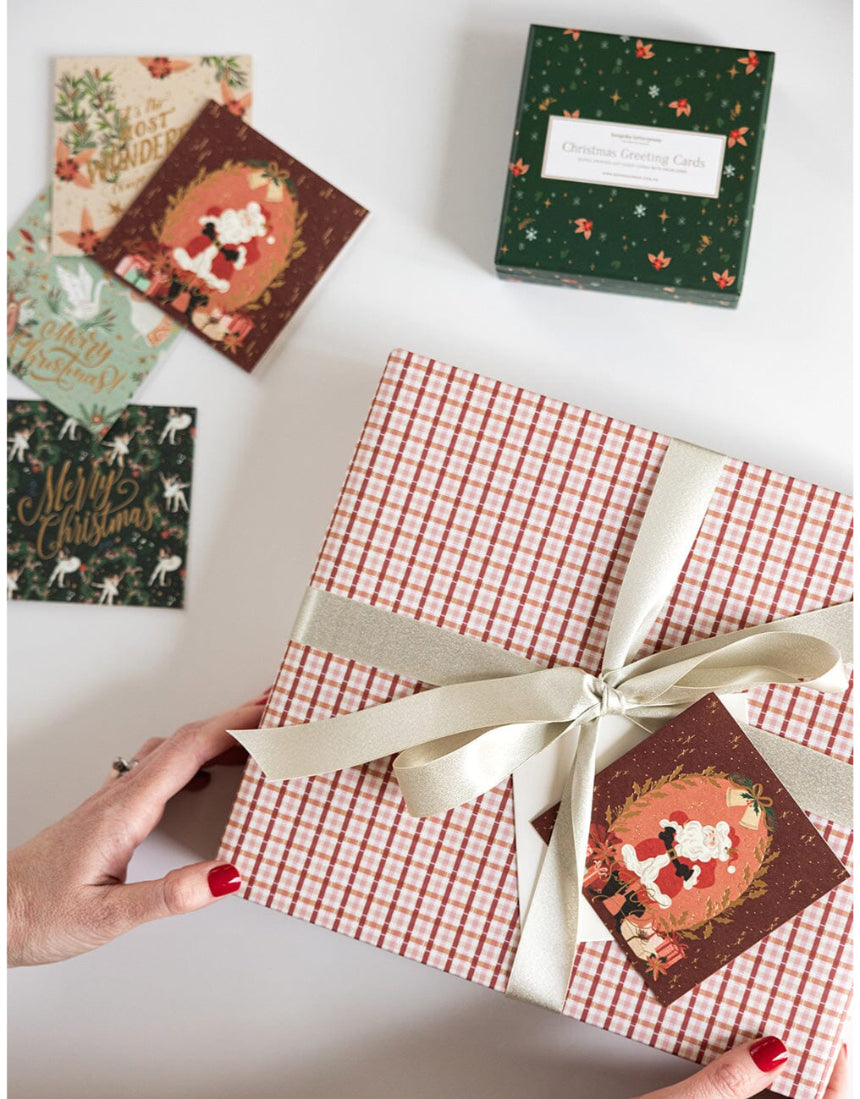 Bespoke Letterpress Christmas small card boxset featuring 12 festive greeting and note cards with enchanted holiday designs.
