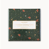 Bespoke Letterpress Christmas greeting card boxset featuring 12 small square cards with festive holiday designs.