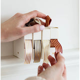Red and gold foil striped ribbon from Bespoke Letterpress, 10 meters, showcasing elegant, high-quality decorative ribbon.