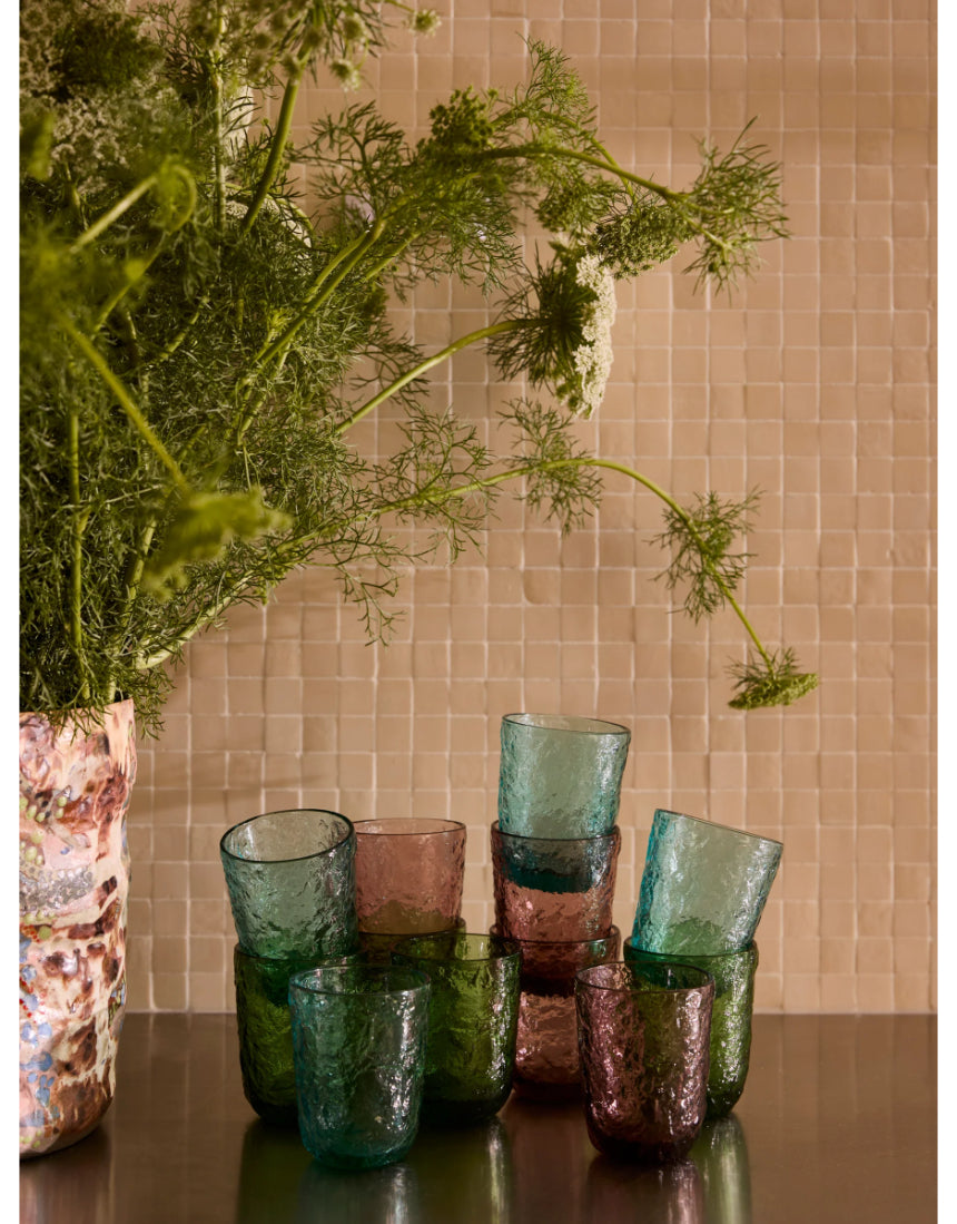 Bonnie and Neil Gem Green glass tumbler with a smooth, rounded design, ideal for dining and beverage enjoyment