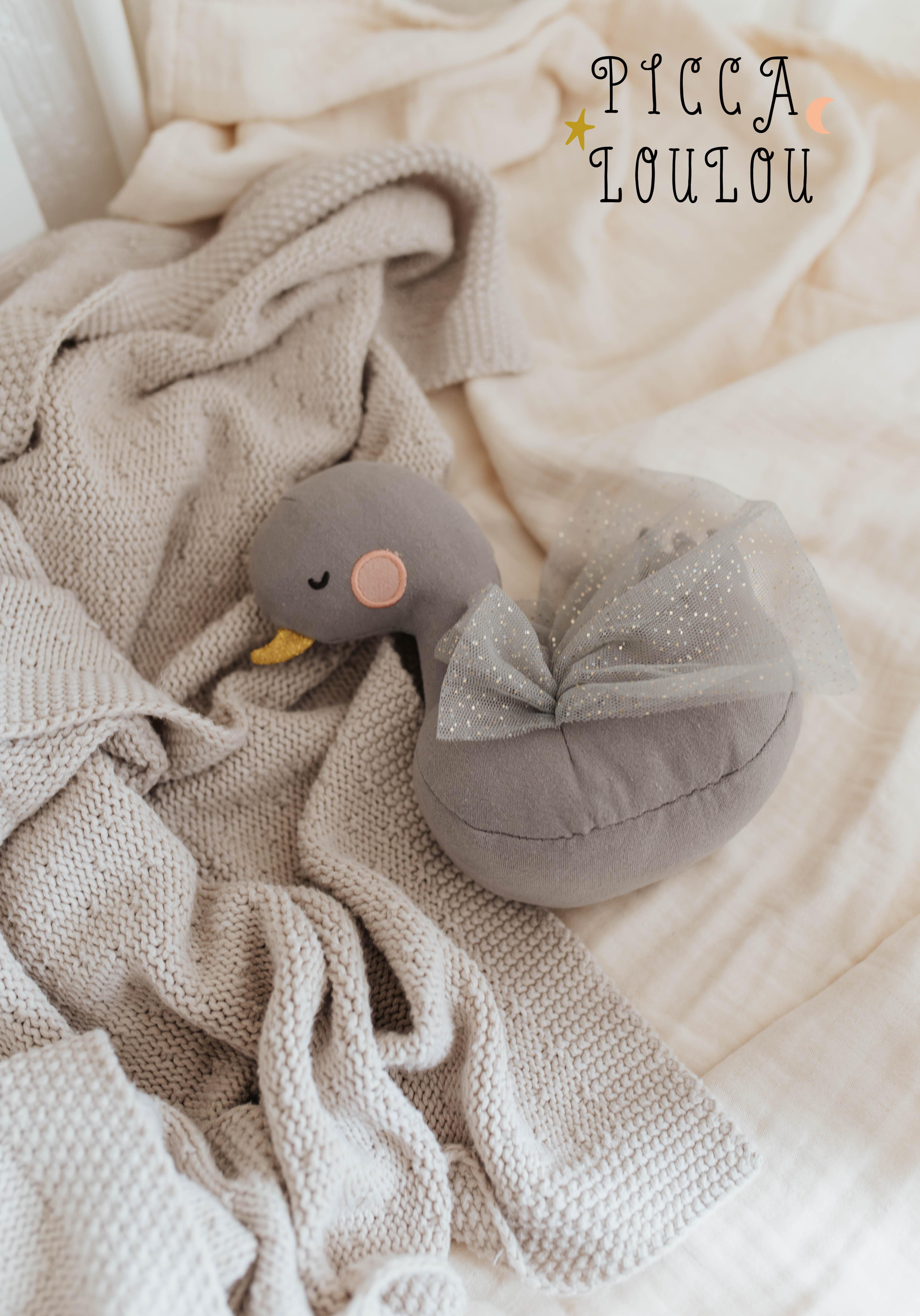 Soft Toy Goose Gretchen by Picca Loulou, a plush stuffed animal with soft feathers and friendly features, perfect for children.