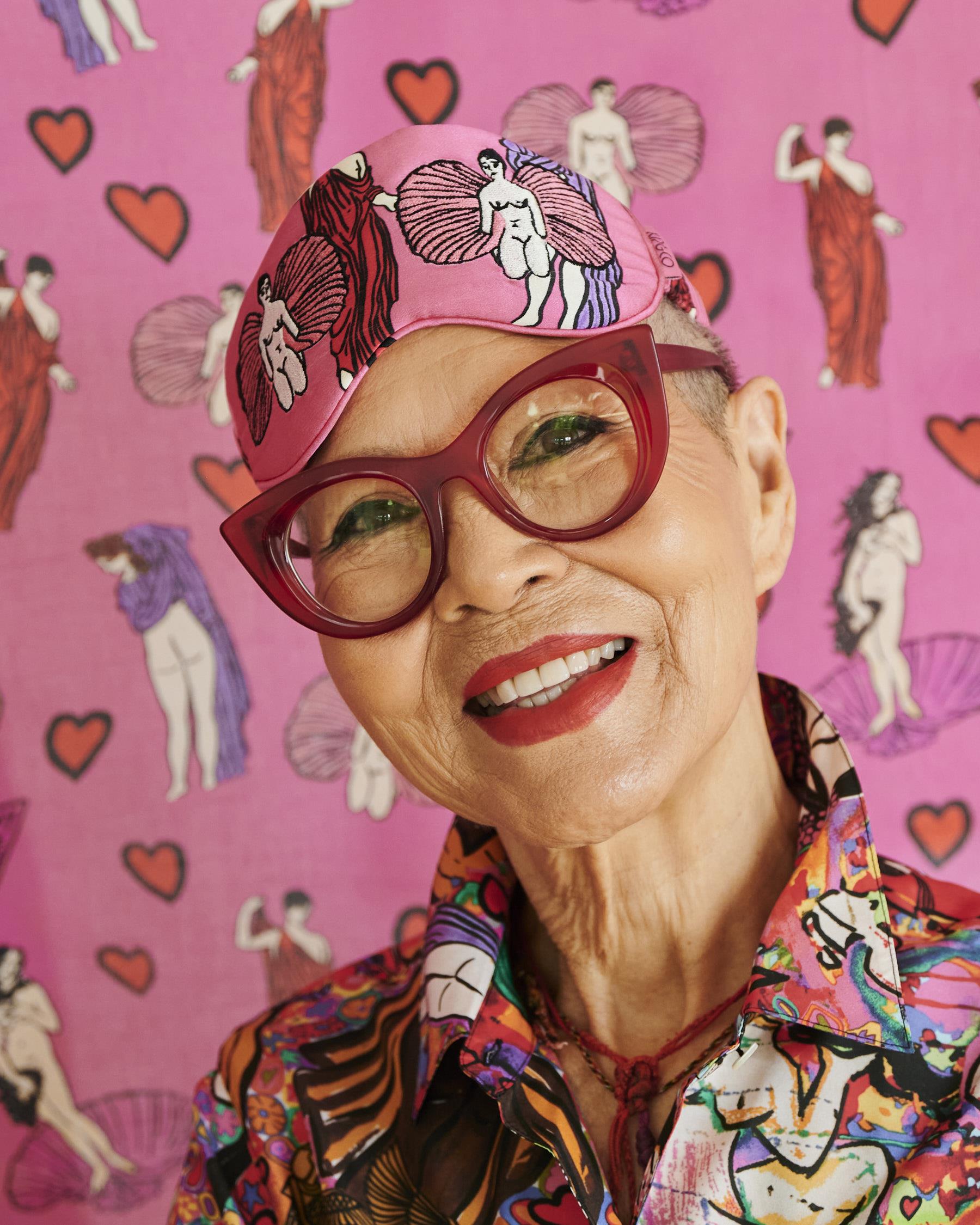 Kip & Co Jenny Kee Pretty In Pink silk eye mask with soft fabric and elegant design for comfortable sleep.