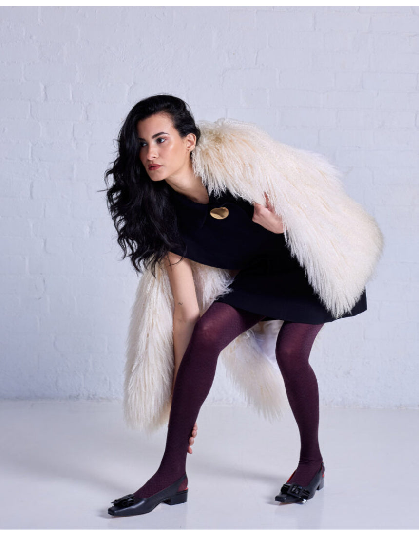 Herringbone Merino Wool Tights by Tightology featuring a stylish herringbone pattern and a snug, comfortable fit.