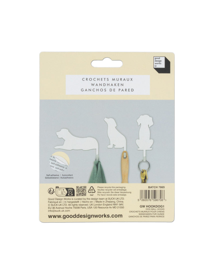 Suck UK Hooks Dog wall hook featuring a playful dog design, made of metal for hanging coats and accessories.