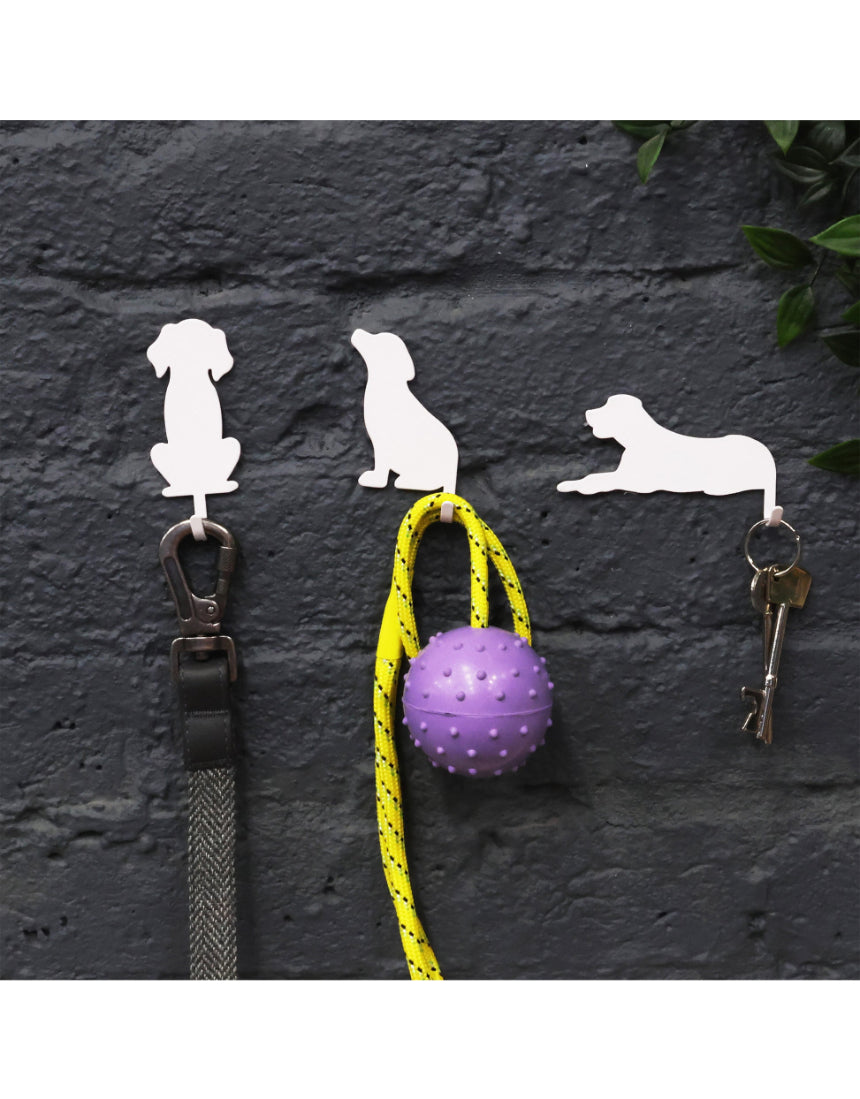 Suck UK Hooks Dog wall hook with a playful dog shape, made of metal for hanging keys or accessories.