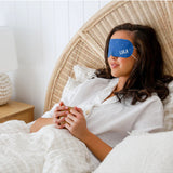Lula self-warming eye mask in lavender color, shown with five masks stacked, designed for soothing relaxation and eye comfort.