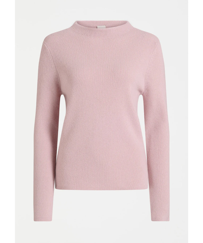 Elk Nevis Merino sweater in blush color, featuring a cozy fit and soft wool texture, perfect for casual winter wear.