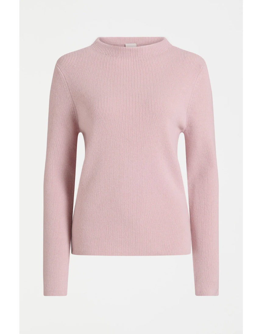 Elk Nevis Merino sweater in blush color, featuring a cozy fit and soft wool texture, perfect for casual winter wear.