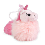 William Valentine unicorn pom pom clip with colorful plush pom poms and a silver clip for hair or accessories.