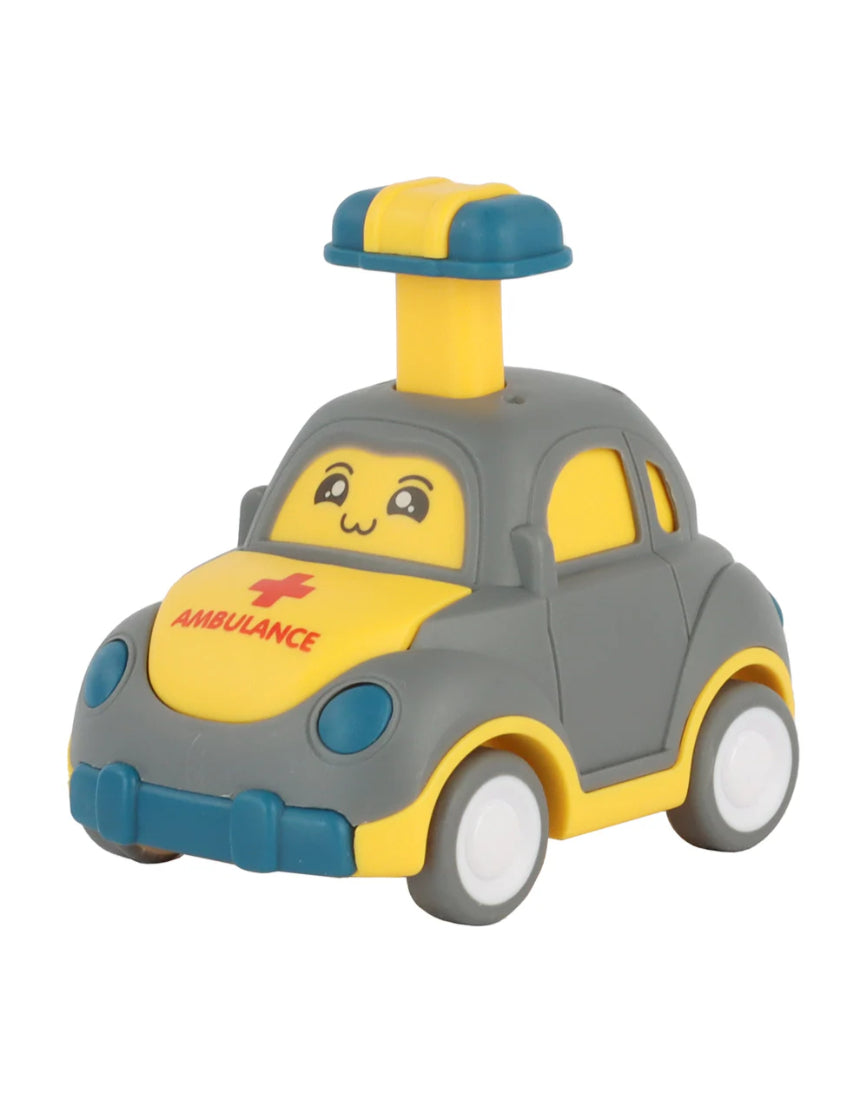 William Valentine Push 'N' Go Car in vibrant colors, featuring a compact design and easy push-button operation for young children.