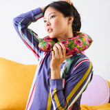 Kip & Co golden peony silk travel pillow with matching cover, soft and luxurious for comfortable travel.