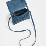 Navy Elk Liska crossbody bag with adjustable strap, featuring a sleek design and compact size, perfect for everyday use.