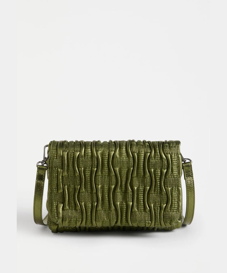 Olive green Elk Liska crossbody bag with adjustable strap and sleek design, featuring a compact and stylish accessory.