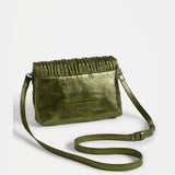 Olive green Elk Liska crossbody bag with adjustable strap and sleek design, made from durable leather.
