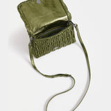 Olive green Elk Liska crossbody bag with adjustable strap and minimalist design, featuring a sleek, compact silhouette.