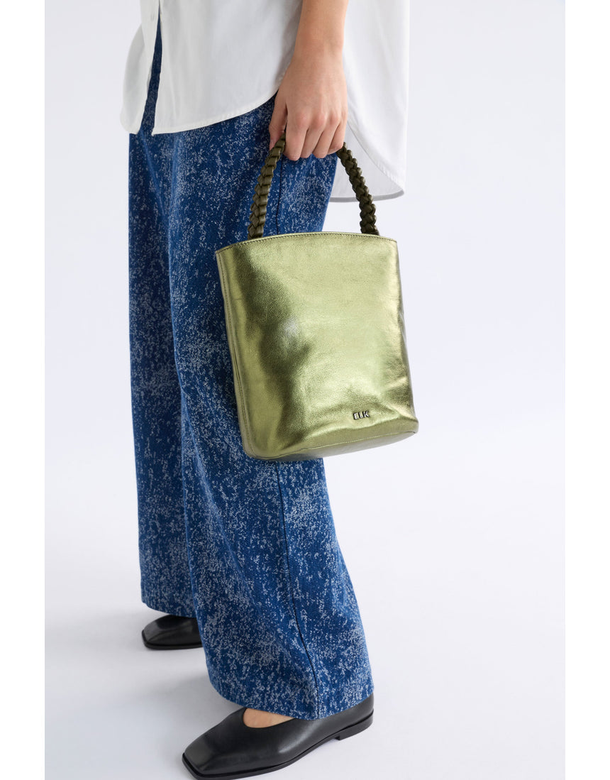 Olive green Elk Bolenn Crossbody Bag by ELK The Label, shown with adjustable strap and compact design for everyday use.