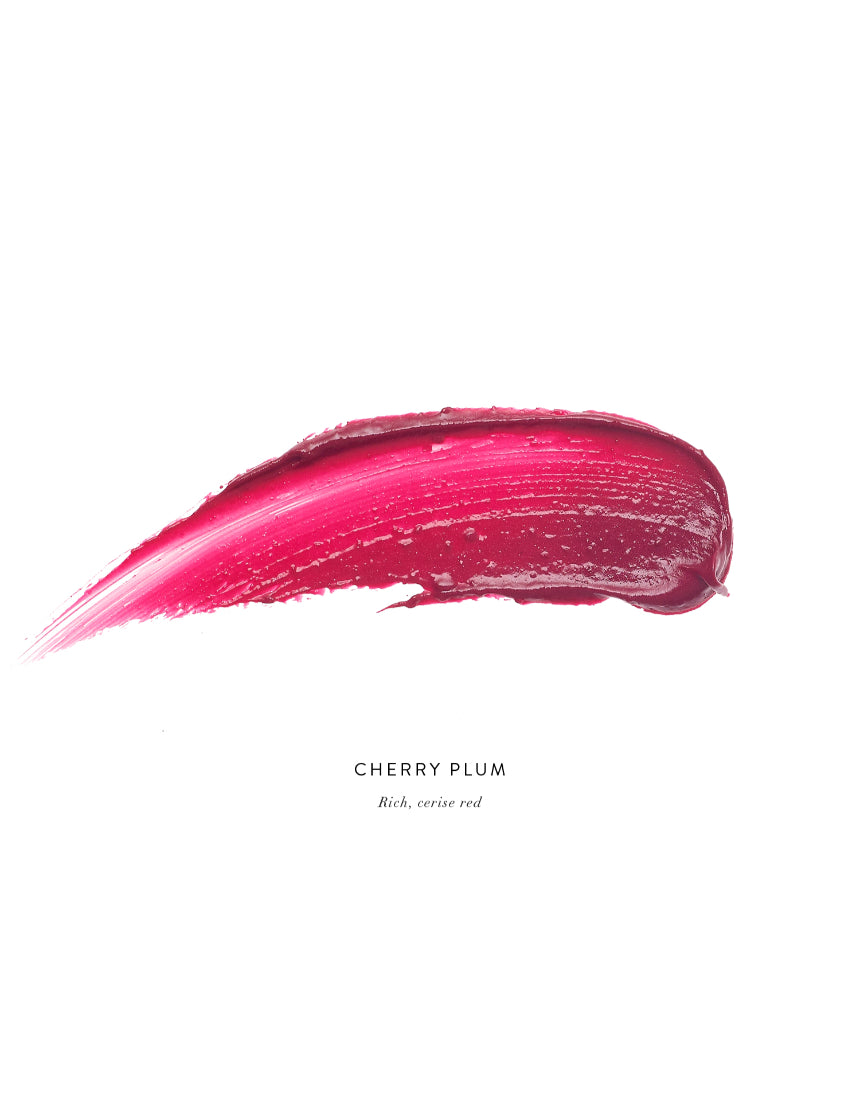 Luk Beautifood Lip Nourish lipstick in Cherry Plum with smooth, natural finish and vibrant berry-red color.
