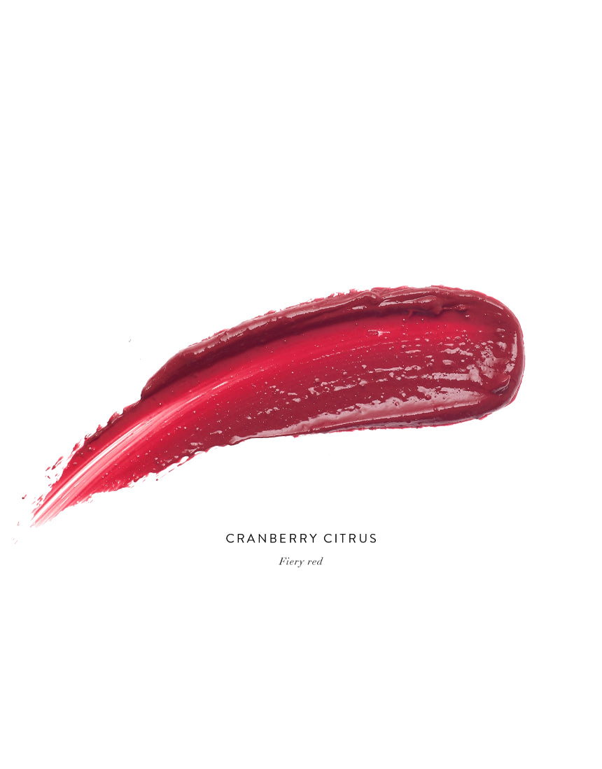 Luk Beautifood Lip Nourish lipstick in Cranberry Citrus with natural finish and sleek packaging.