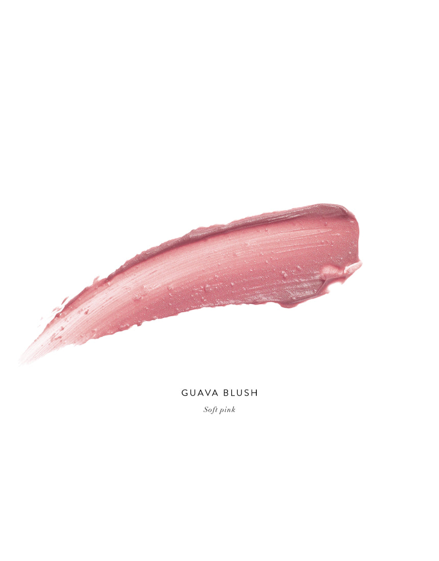 Luk Beautifood Lip Nourish lipstick in Guava Blush with soft coral-pink shade and sleek packaging.